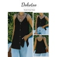 thumbnail image 4 of Dokotoo Women's Black Spaghetti Strap Tee Tops Summer Sleeveless Sexy Buttons Down Blouse V Neck Cami Tank Tops for Women Medium 8 10, 4 of 7