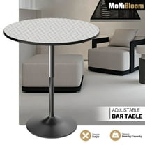 MoNiBloom Barstool Table 31.5" Round Adjustable Height Metal Pub Table for Restaurant, Sliver