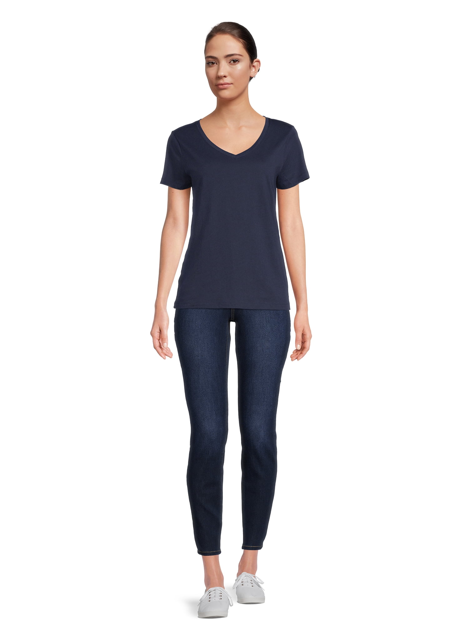 Time and Tru Women's Cotton V-Neck T-Shirt