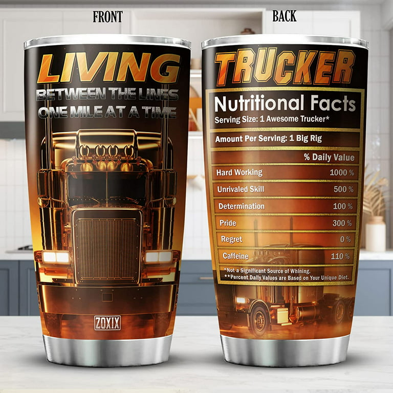 Truck Tumbler For Men From Wife Insulated Stainless Steel Coffee Cup With  Lid 20 Oz Trucking Truck Driver Gifts For Dad On Birthday Trucker Mug Cool  Things For Truck Drivers 