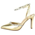 thumbnail image 2 of Top MODA Shoes Women Stiletto High Heels Pointed-Toe Ankle Strap Bling Rhinestone PARSON-3 Gold Metallic 10, 2 of 5