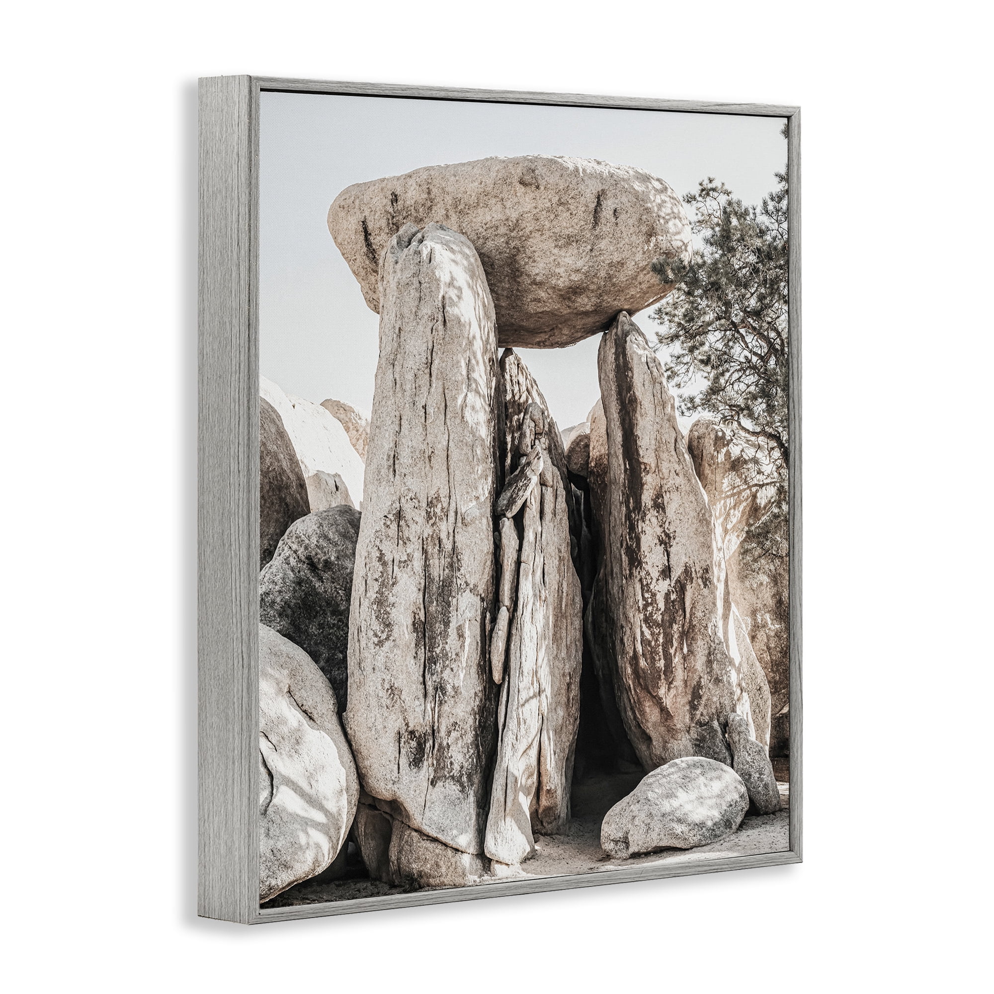 Stupell Industries Balanced Rock Formation Landscape Photography Gray Framed Art Print Wall Art, 24 x 30