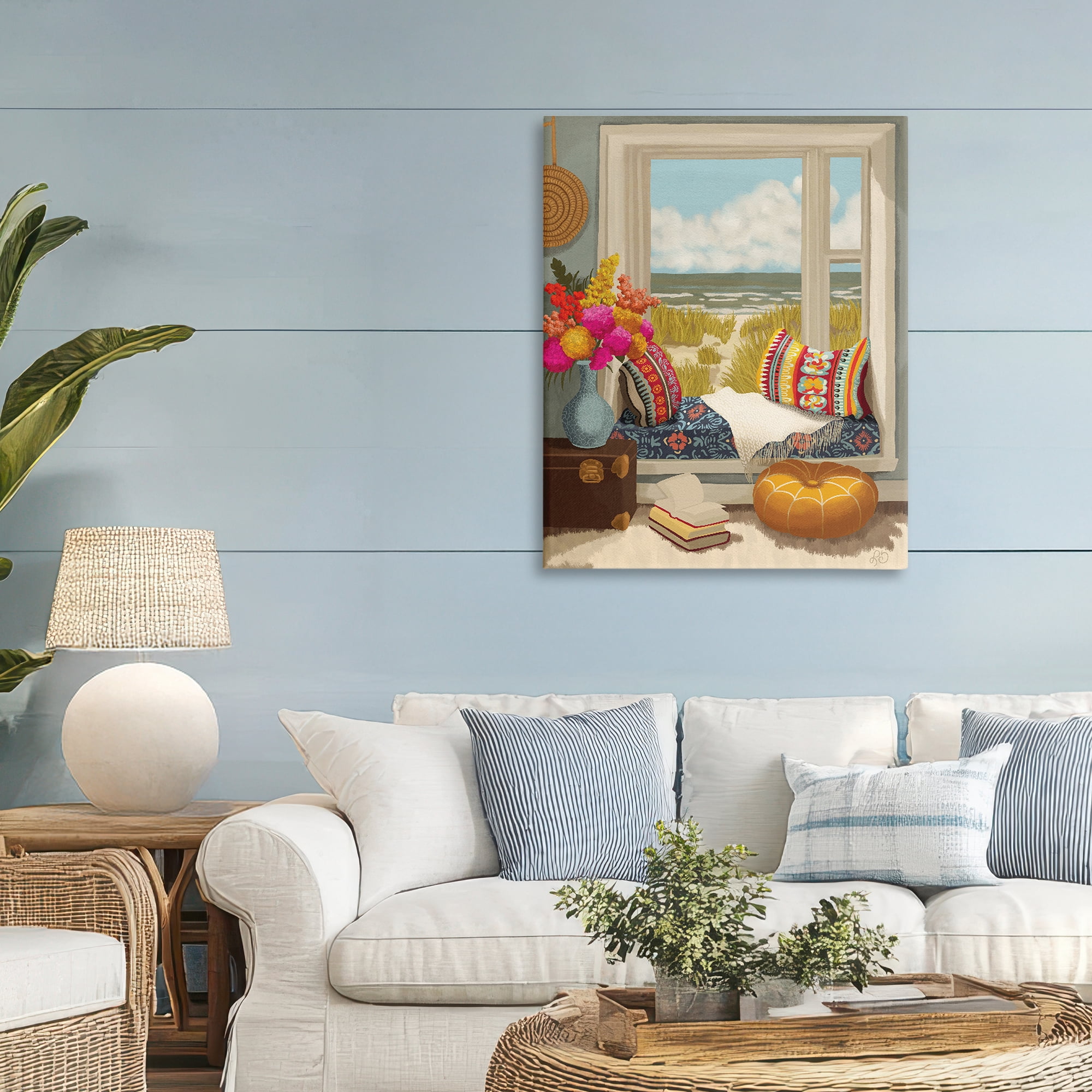 Stupell Industries Coastal Vacation Window Seat Canvas Wall Art, design by Lisa R Dumm
