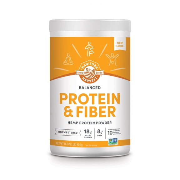 Manitoba Harvest Balanced Protein   Fiber Powder, Hemp Protein Powder, Unsweetened, 16 oz, 1 lb