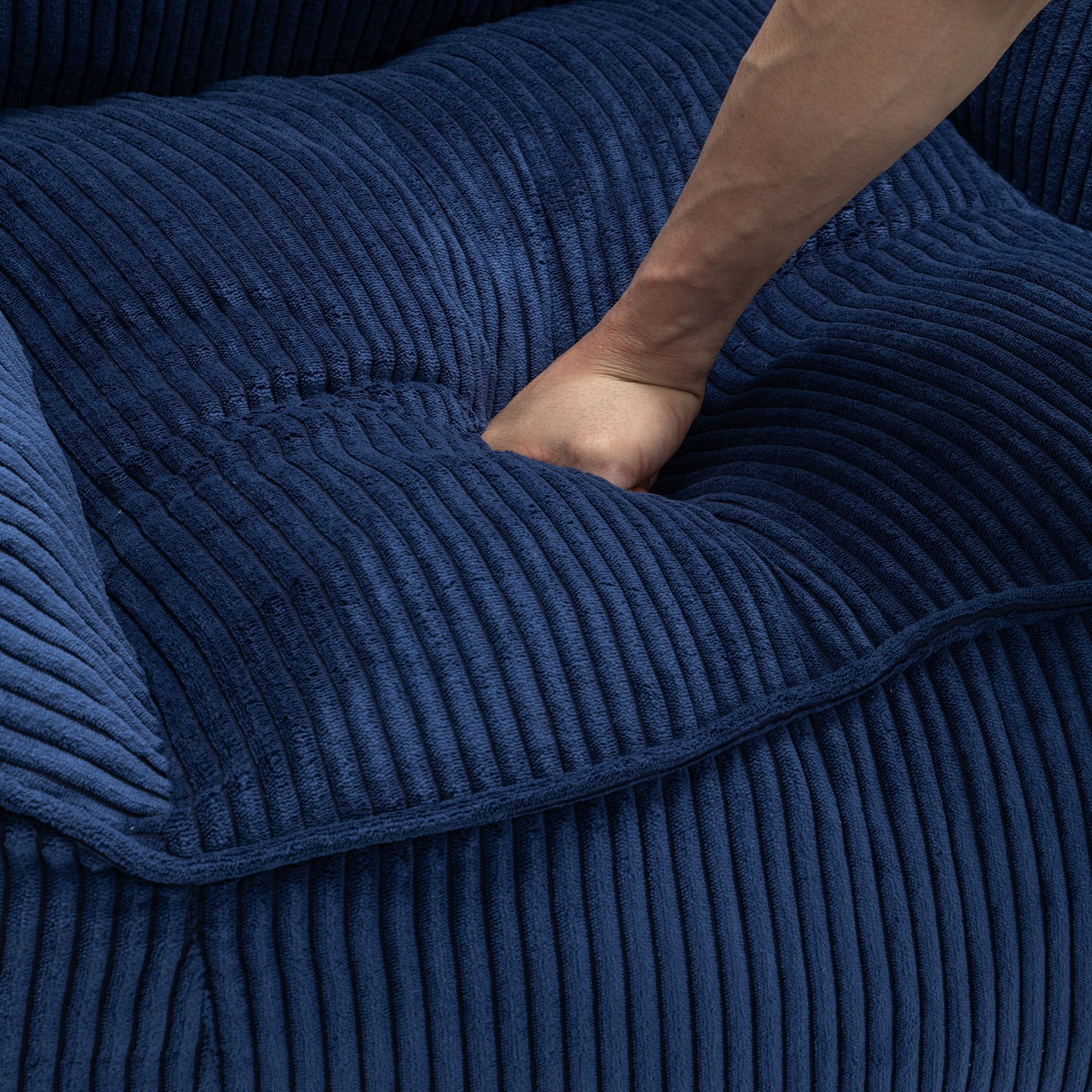 Bean Bag Chair Sofa for Adults Teens, Comfy Corduroy Large Bean Bag Chairs with Armrests for Bedroom Living Room, Adult Beanbag Lazy Sofa Couch Chairs with Filler Included (Blue)