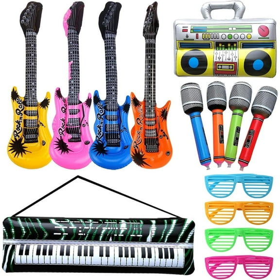 14-piece inflatable rock instrument balloon set  Inflatable party props  Rock star inflatable guitar instrument balloon