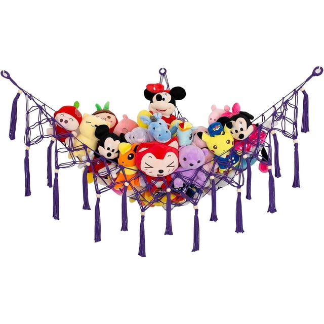 Stuffed Animal Net or Hammock for Flat Wall Mounted Handmade Macrame Toy Display Hanging Plush Toy Net for Stuff Animal Storage