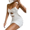 thumbnail image 2 of Jumpingount Vestido hueco de verano, minivestido ajustado profundo, vestido veraniego con tirantes finos, ropa de moda para vacaciones en la playa, Vestidos Blanco S Jumpingount AP010937-01, 2 of 6