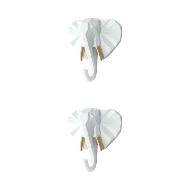 Guardoinrt Animal Head Coat Hook Resin Elephant Head For Unique Decorative Touch Good White gold (elephant 2Set