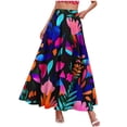thumbnail image 3 of WMTBSRSW Floral Maxi Skirts for Women Summer High Waist A Line Flowy Beach Vacation Boho Midi Long Skirt Dark Blue 3X-Large, 3 of 9