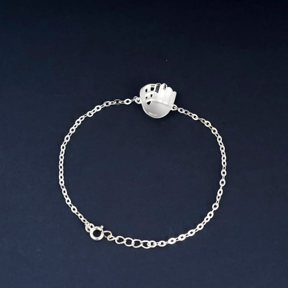 LavaJewelry, BaseballBangle Bracelet, 925 Sterling Silver, Glove Bracelet, Heart Silver Bracelet for Women and Girls XXS