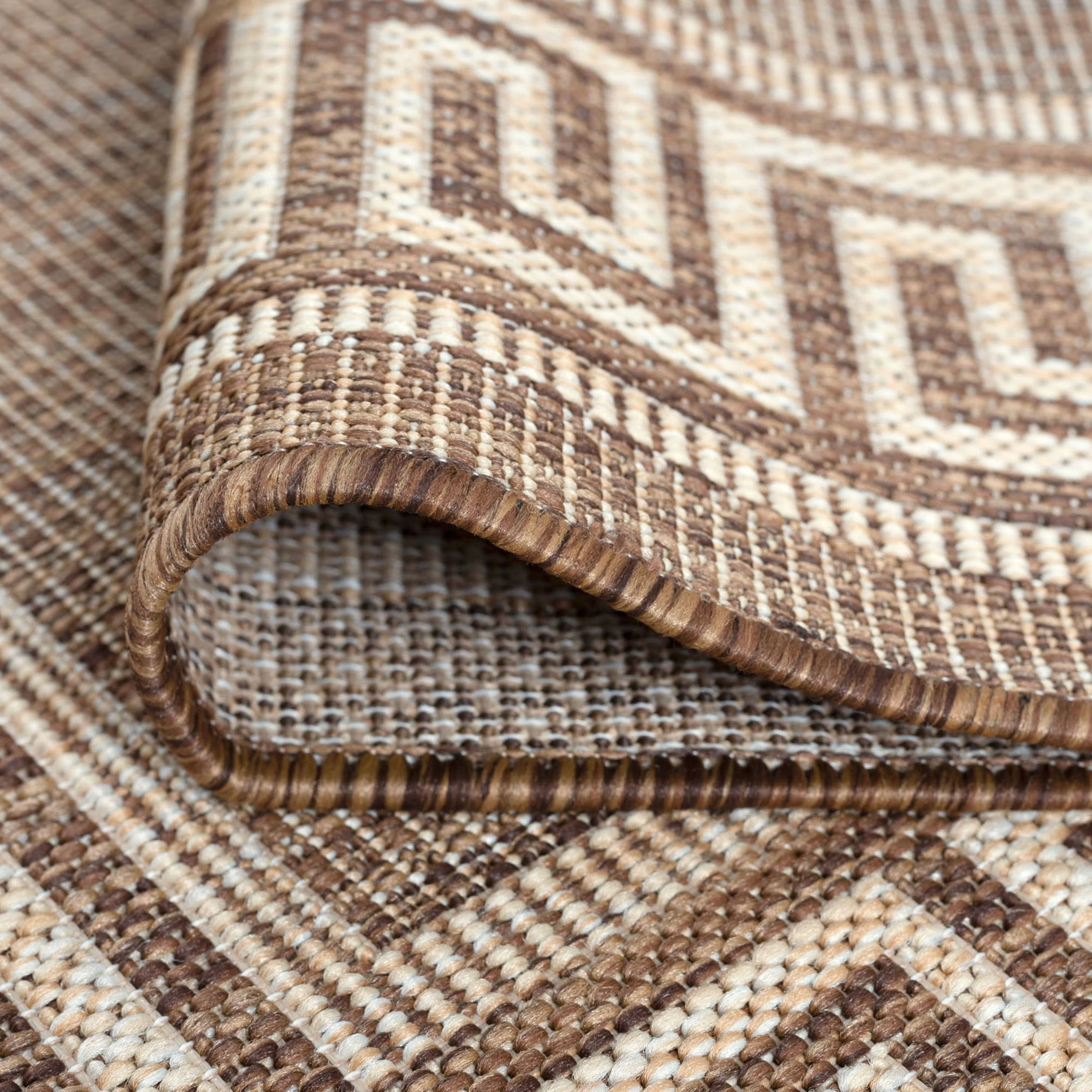 8x10 Water Resistant, Large Indoor Outdoor Rugs for Patios, Front Door Entry, Entryway, Deck, Porch, Balcony | Outside Area Rug for Patio | Brown, Greek Key | Size: 7'10'' x 10'2''