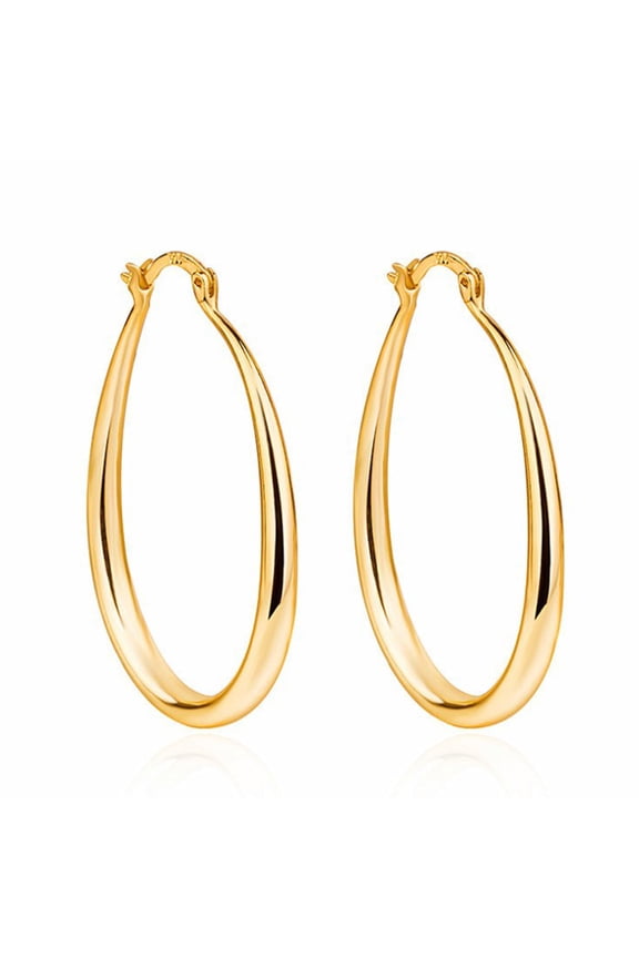 Women Simple Oval Type Hoop Alloy Earrings Ear Loop Piercing