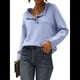 thumbnail image 1 of Suéteres de Mujer, Ropa de Otoño e Invierno, Jersey de Punto Informal de Larga con Botones y Volantes y Cuello Redondo Azul M, 1 of 8