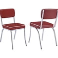 thumbnail image 2 of Chrome-Trimmed Red Side Chairs (Set of 2) | Improve Dining Room Aesthetics | Provide a Cozy Surface for Long Sitting, 2 of 6