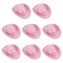 Uxcell Mini Cowboy Hats, 8 Pcs Miniature Western Cowboy Hat for Crafts, Party Decoration, Glitter Dot Style, Light Pink