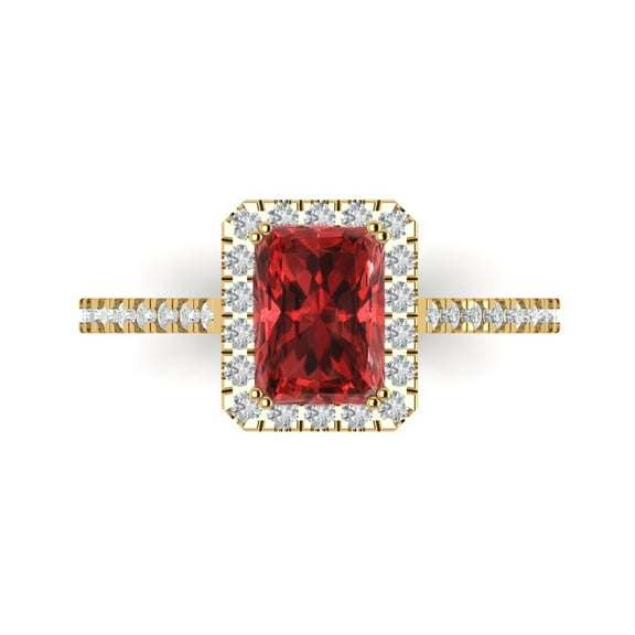 Clara Pucci 14K Yellow Gold 1.86ct Garnet Solitaire with Accents Ring