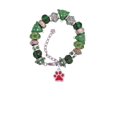 thumbnail image 2 of Silvertone Medium Translucent Red Paw Green Christmas Bead Bracelet, 2 of 4