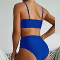 thumbnail image 6 of MGDXOX Women's High Waisted Bikini Set 2 Piece Sport Bathing Suit Halter Mesh Sheer Swimsuit Solid Color Ruched Swimwear Blue L, 6 of 8