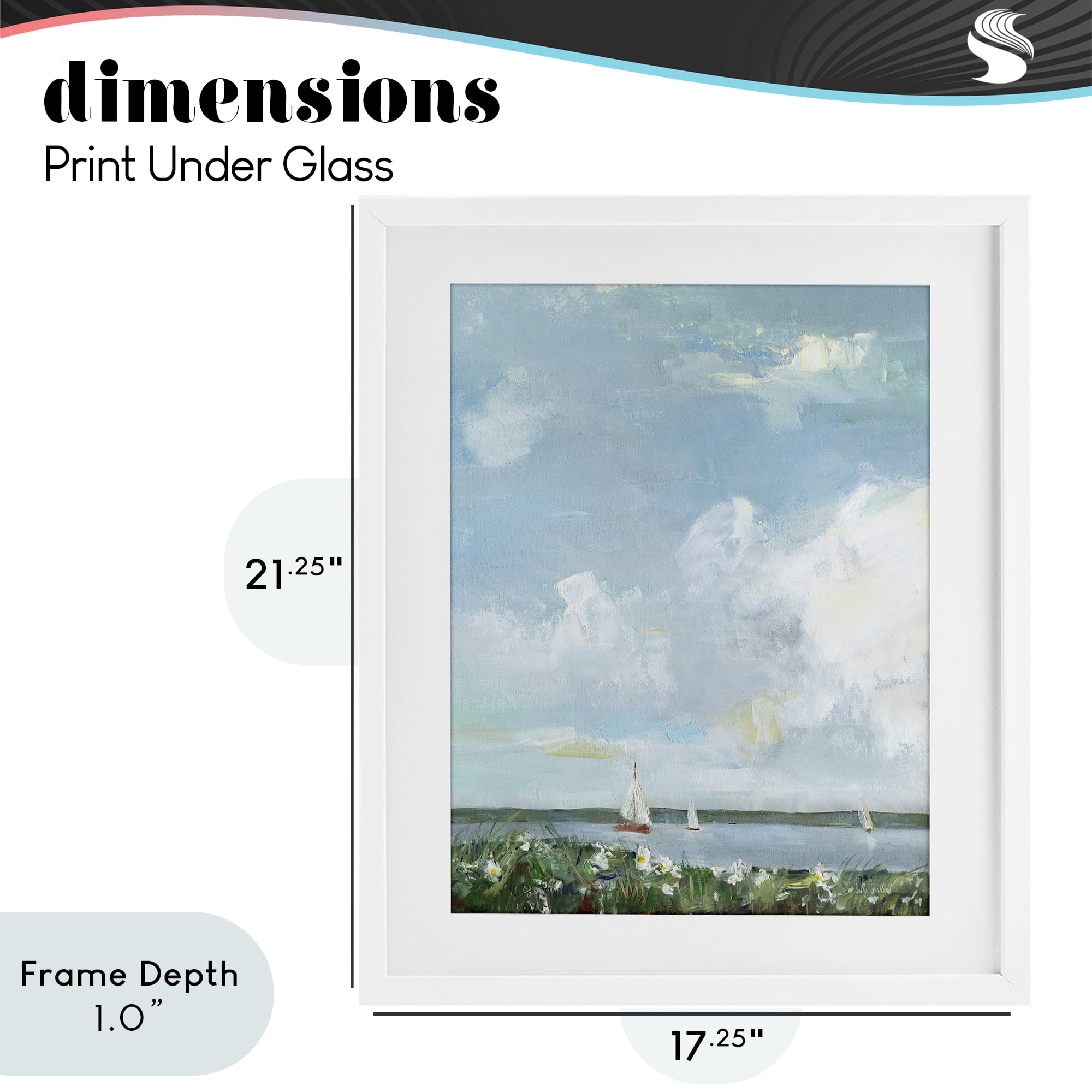 Stupell Industries Seaside Sailing Under Clouds White Framed Print Under Glass, design by Sally Swatland