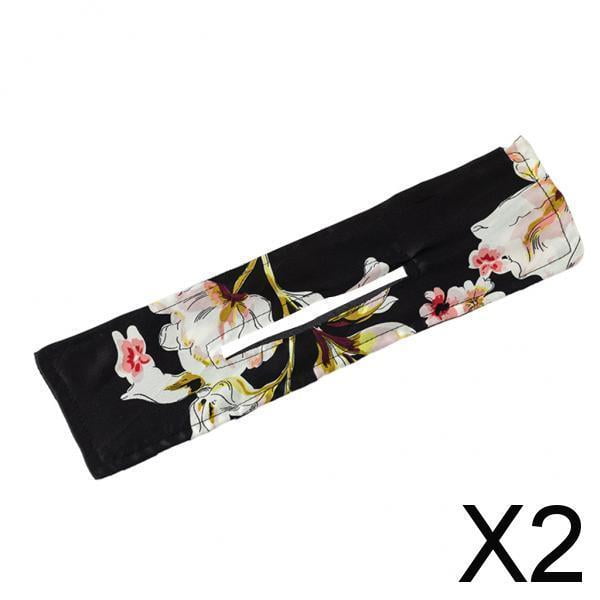 Conjunto de Cintas para el Pelo de Moda con Estilo Floral para Mujeres en Verano , Flor Negro, 2 piezas