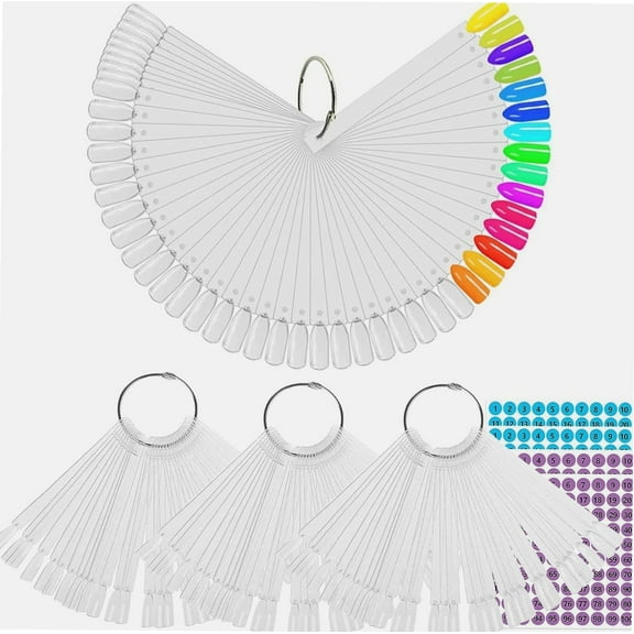 200 Pcs Nail Swatch Sticks with Ring, Nails Art Display Nail Swatch Sticks | Nail Practice Sticks for Nail Polish Display Tips, 4 Pack Number Stickers (1~100 Number Posted)