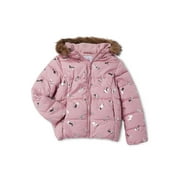 The Children's Place Big Girls' Puffer Coat with Foil Unicorn Print