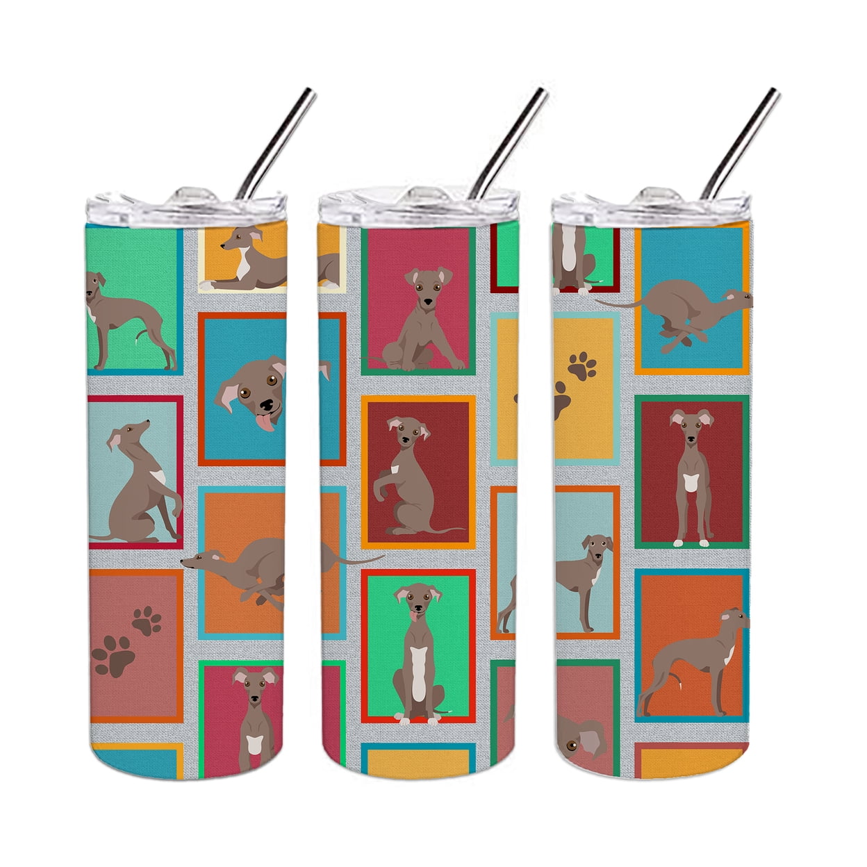 Carolines Treasures MLM1165TBL20 20 oz  Lots of Fawn Italian Greyhound Stainless Steel Skinny Tumbler