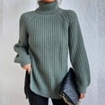 thumbnail image 6 of Duoif Sweaters for Women Trendy Autumn and Winter Fashion Solid Color Knit Sweater Medium Long Shoulder Sleeve High Lapel Split Sweater Pullover Sweater Women's Sweaters Womens Tops Green2 S, 6 of 7