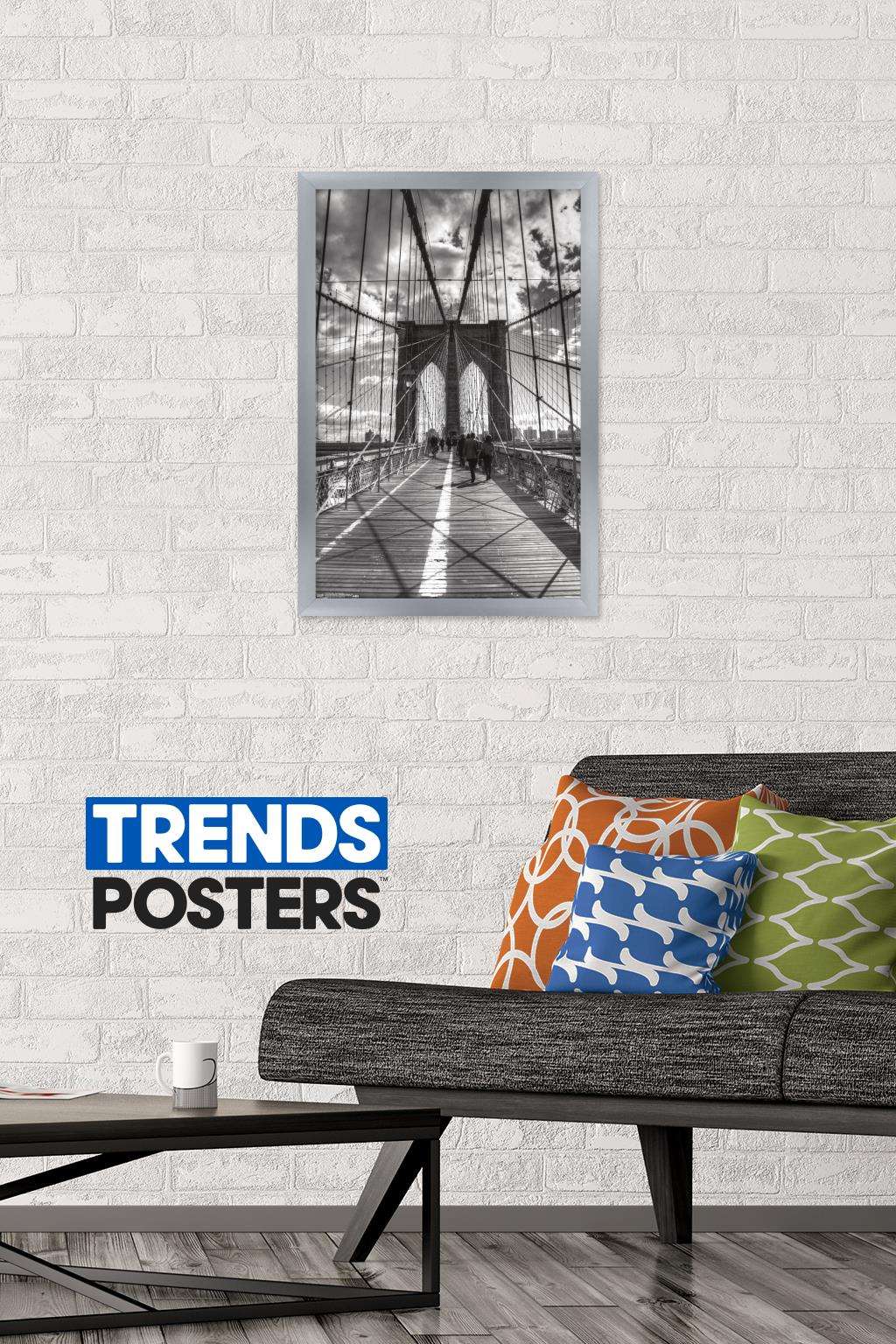 Chris Bliss - Brooklyn Bridge Wall Poster, 14.725" x 22.375", Framed