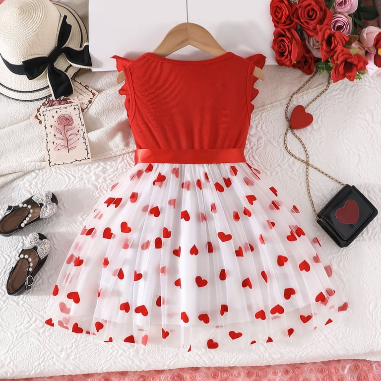 heart print mini dress Black And Red And Polka Dot Heart Print Silk Twill Collared Mini Dress With Belt and Flower