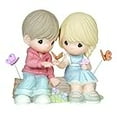 thumbnail image 2 of Precious Moments E1376 Love One Another - Boy and Girl Sitting on a Stump, 2 of 2
