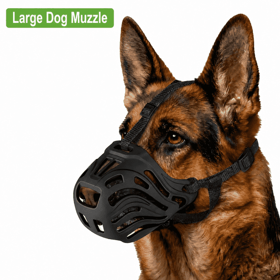 Dog Muzzle for Large Dogs, Soft Breathable Basket Muzzle, Adjustable Anti Bite Anti Chewing Dog Muzzle for Grooming, Training, Walking and Vet Visits, Black, XL