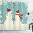 thumbnail image 1 of Ambesonne Christmas Shower Curtain, Snowman Woman Love, 69"Wx70"L, Seafoam Red Cream, 1 of 3