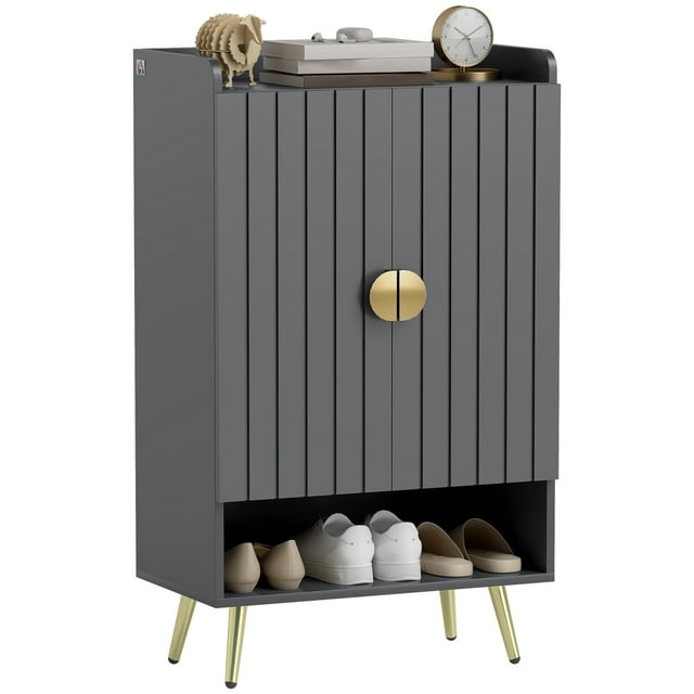 HOMCOM Armoire à Chaussures Étroite pour Entrée Armoire de Rangement pour Chaussures avec Rangement