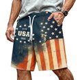 thumbnail image 2 of JULMCOMO 4th of July Men's Shorts Drawstring Patriotic Loose Stars Stripes Summer Shorts for 1776 with Pockets Hot Pink L, 2 of 6