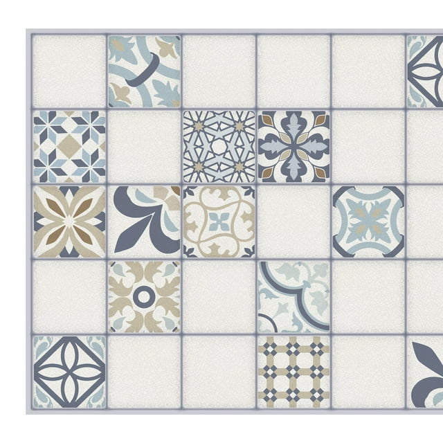 Panneau Mural 3D en Faux Carreaux PVC Bleu Beige Dundee Deco, 3,1 Pi X 1,6 Pi, Revêtement Mural de Design Intérieur pour Application Commerciale et Résidentielle, 4,9 Pi2 Chacun, Lot de 10