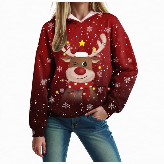 Futezty Christmas Sweatshirts for Women Novelty Funny Santa Xmas Tree Graphic Pullover Tops Loose Casual Fleece Shirts