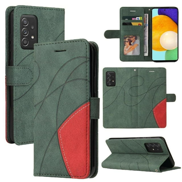 GANGXUN Flip Case for Samsung Galaxy A52/A52S – Leather Wallet Cover with Card Slots, Kickstand & Color Stitching Protective Folio