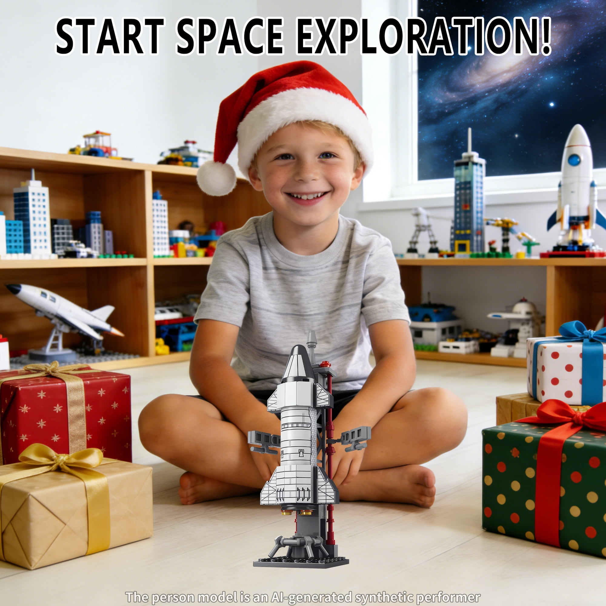 107 PCS Space Building Block Toys Set, STEM Educational Toy, Space Exploration Shuttle Gift for Ages 6+