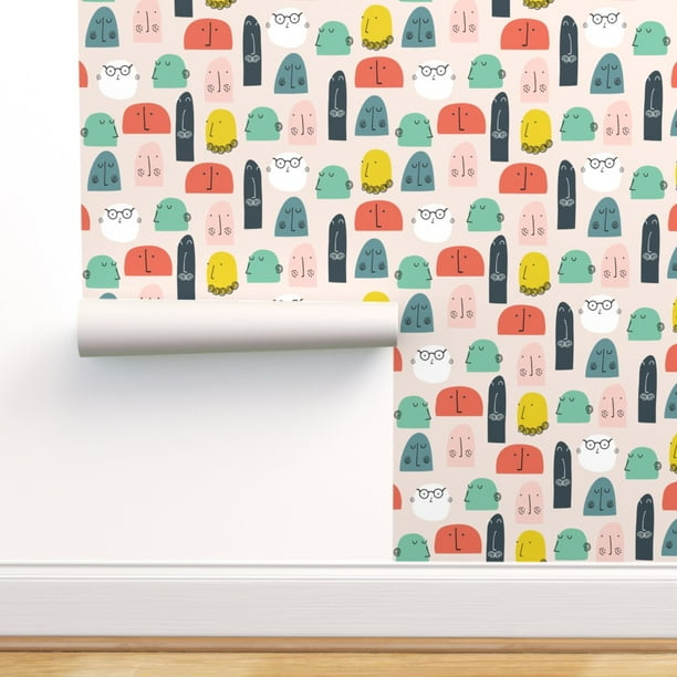 Peel & Stick Wallpaper Swatch - Faces Abstract Men Smaller Scale Kids