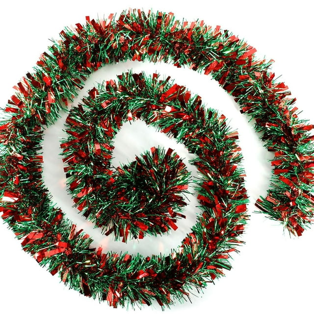 9 cm 2 metros de dos colores de Navidad Tops guirnalda de árbol de Navidad decoración de fiesta interior (rojo verde)