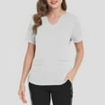thumbnail image 5 of Scrub Tee for Women - Button Detail & Side Slit Top, Streetwear-Inspired for Work, Lounging & Casual Outfits | Scrub Tops Women White 4XL, 5 of 5