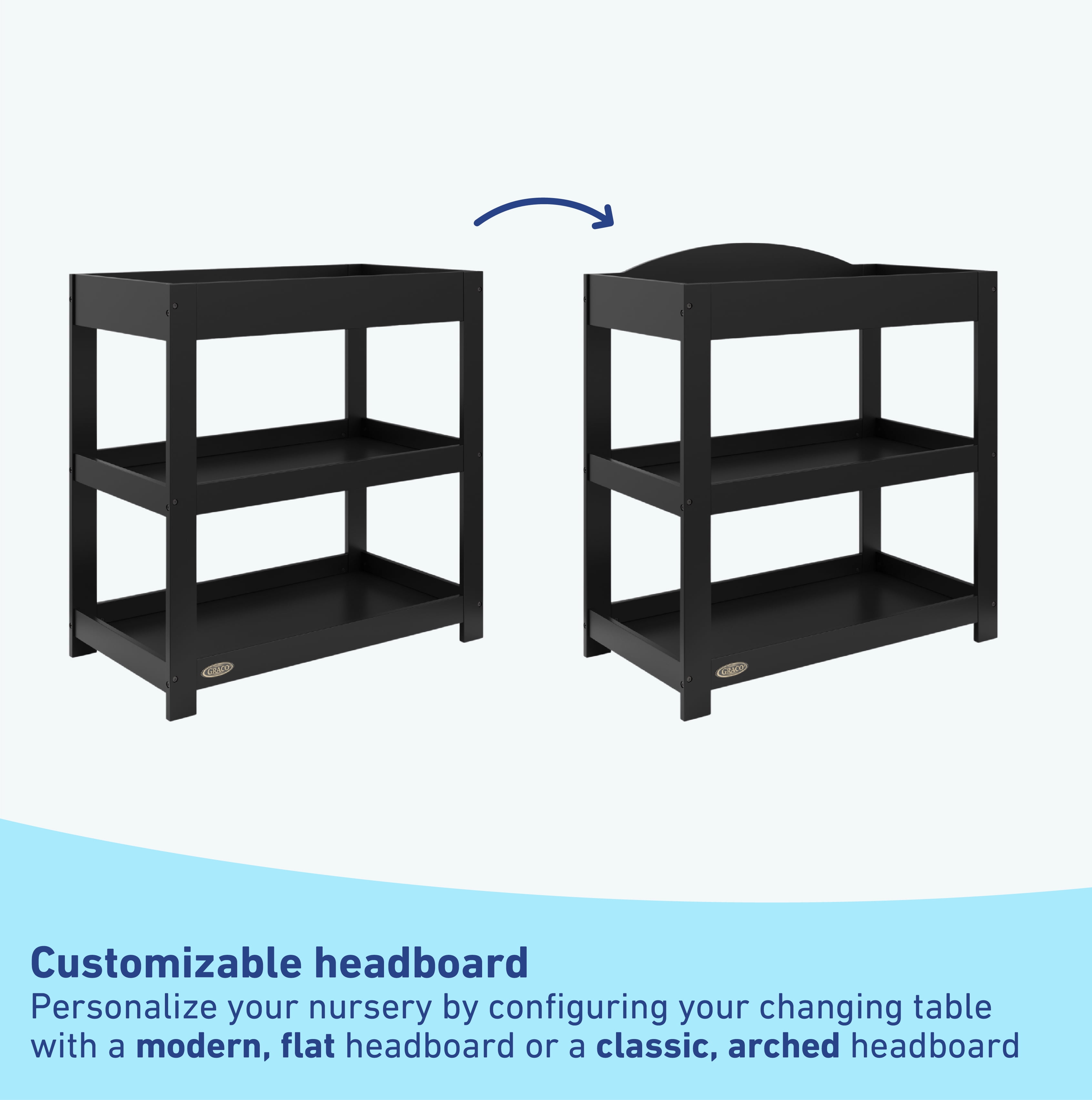 Graco Customizable Infant Changing Table with Changing Pad, Black