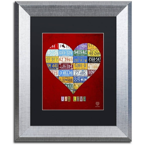 Trademark Fine Art 'Heart' Canvas Art by Design Turnpike, Black Matte, Silver Frame