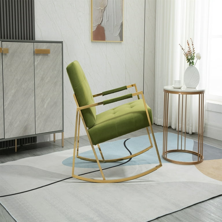 TALEMOHO Accent Chair Leisure Rocking Chair with Stainless Steel Feet Olive