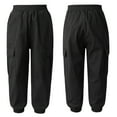 thumbnail image 2 of MSemis Boys Solid Color Cargo Pants Athletic Sports Casual Jogger Dungarees Trousers Black 10, 2 of 5