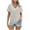 Gray, variant on Annhoo Short Sleeve Tops for Women Trendy Lace Trim V Neck Blouses Summer Fashion Stripe Printed T-Shirts
