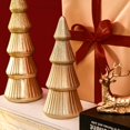 thumbnail image 2 of Figura de árbol de Navidad AOMOONOA de madera dorada para mesa, 2 unidades, 2 of 7