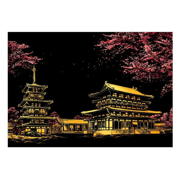 Scratchboard Serie Urbana Ciudad Escena Nocturna Pintura Papel Sketch Pad Niños Adultos Pintura Regalo Irene Inevent FN003275-01
